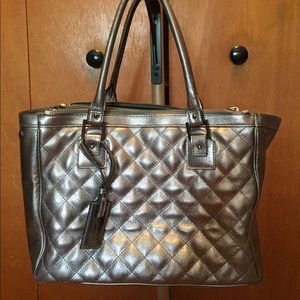 Calvin Klein Quilted Leather Handbag Metallic