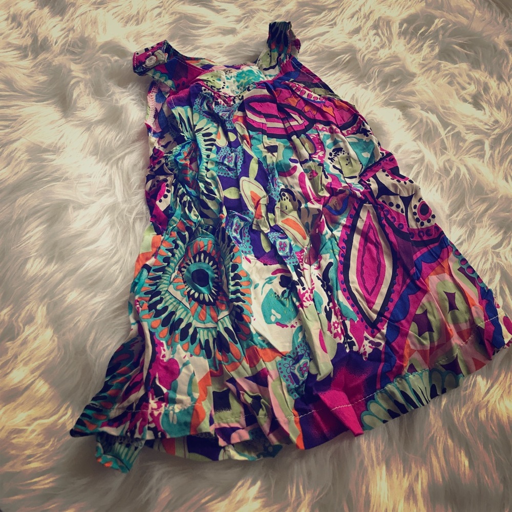 Colorful Little dress with flower button