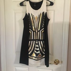 Black/patterned mini dress