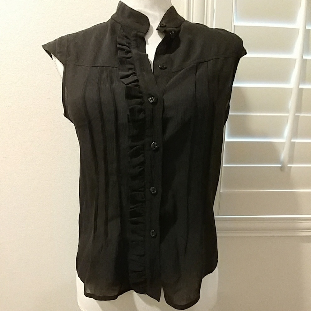 Anthropologie odille ruffled black sleeveless sz 4