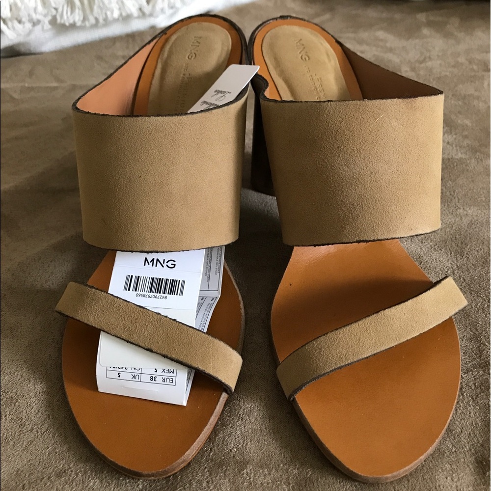 BNWT MANGO Leather Slip-on Sandals sz38