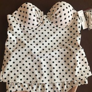 J. Crew polka dot tankini & bottoms, size 4, NWOT