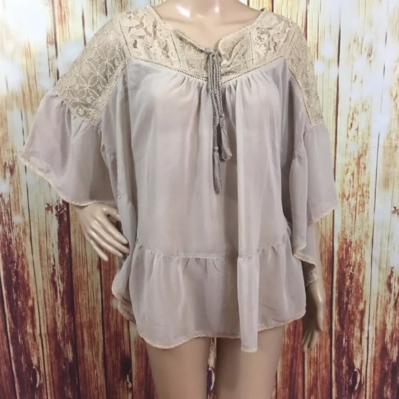 Flying Tomato Tops - 🔴sold🔴Flying Tomato Beige Festival Boho  shirt