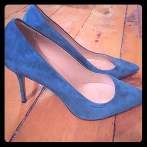 J Crew teal suede pumps 8 heels
