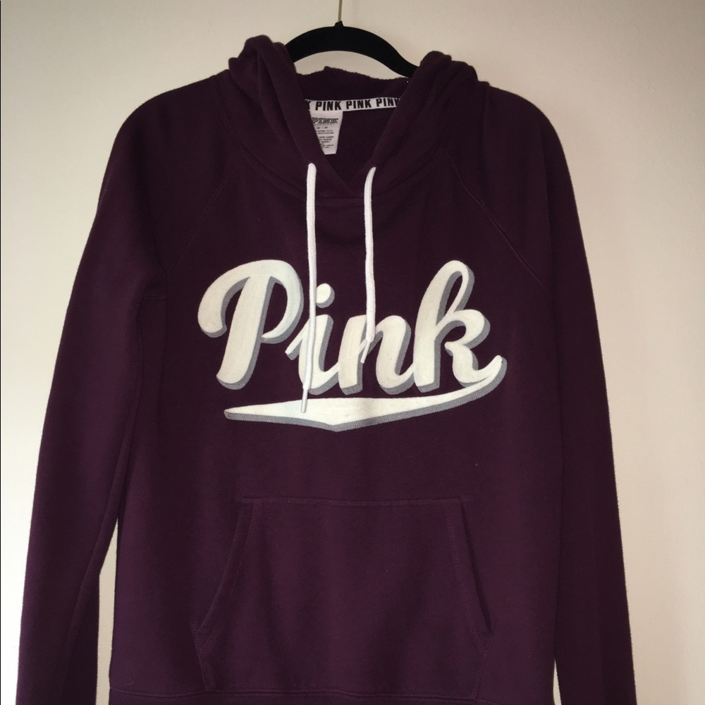 💜 PINK Pull Over Hoodie Maroon Color