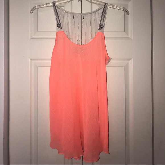 Tops - Peach Sheer and Sequence Top