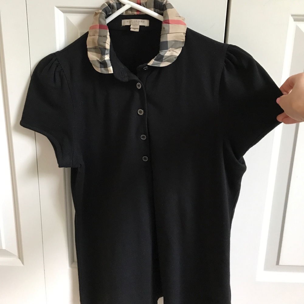 Burberry black ruched collar polo size M