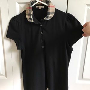 Burberry black ruched collar polo size M