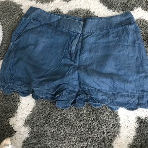 Denim scalloped shorts