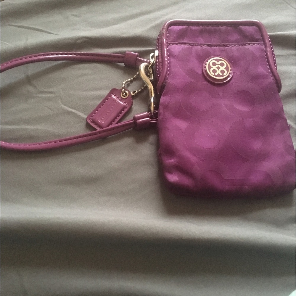 Purple Coach Wristlet Cellphone Holder