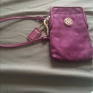 Purple Coach Wristlet Cellphone Holder