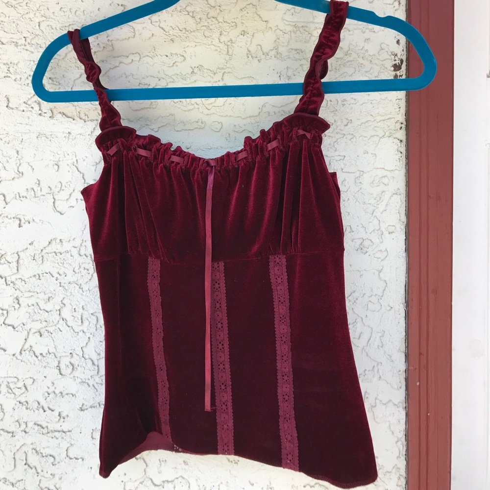 Maroon Velvet Tank Top