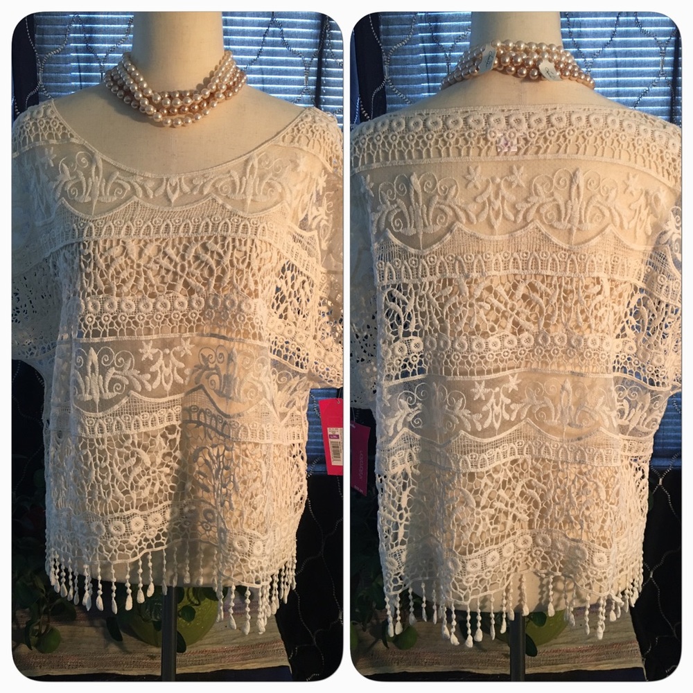 Crocheted Boxy Sheer Top - Picture 1 of 4