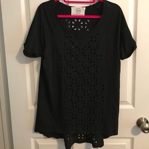 Black cut-out design blouse