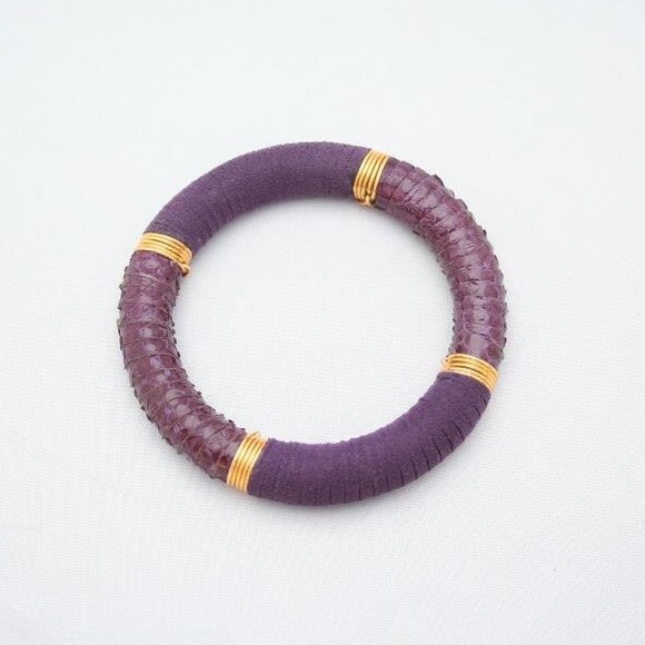 Set of 3 Snakeskin and Suede Bangles - Picture 4 of 4
