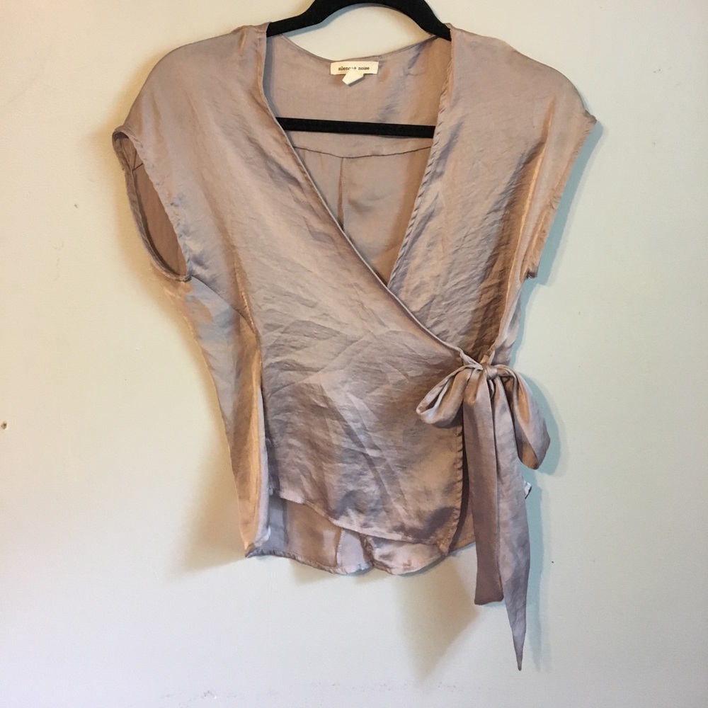 silence + noise silk wrap top