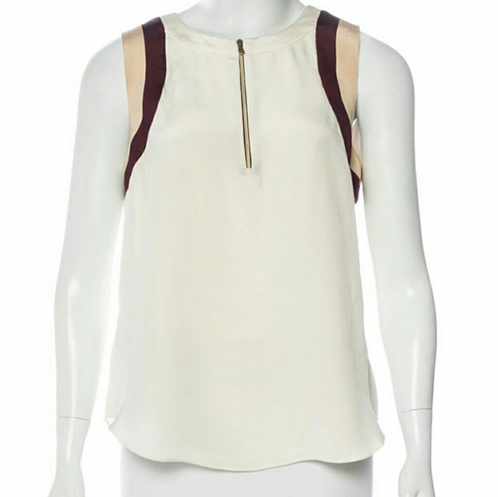 L'Agence Silk Colorblock Blouse Top