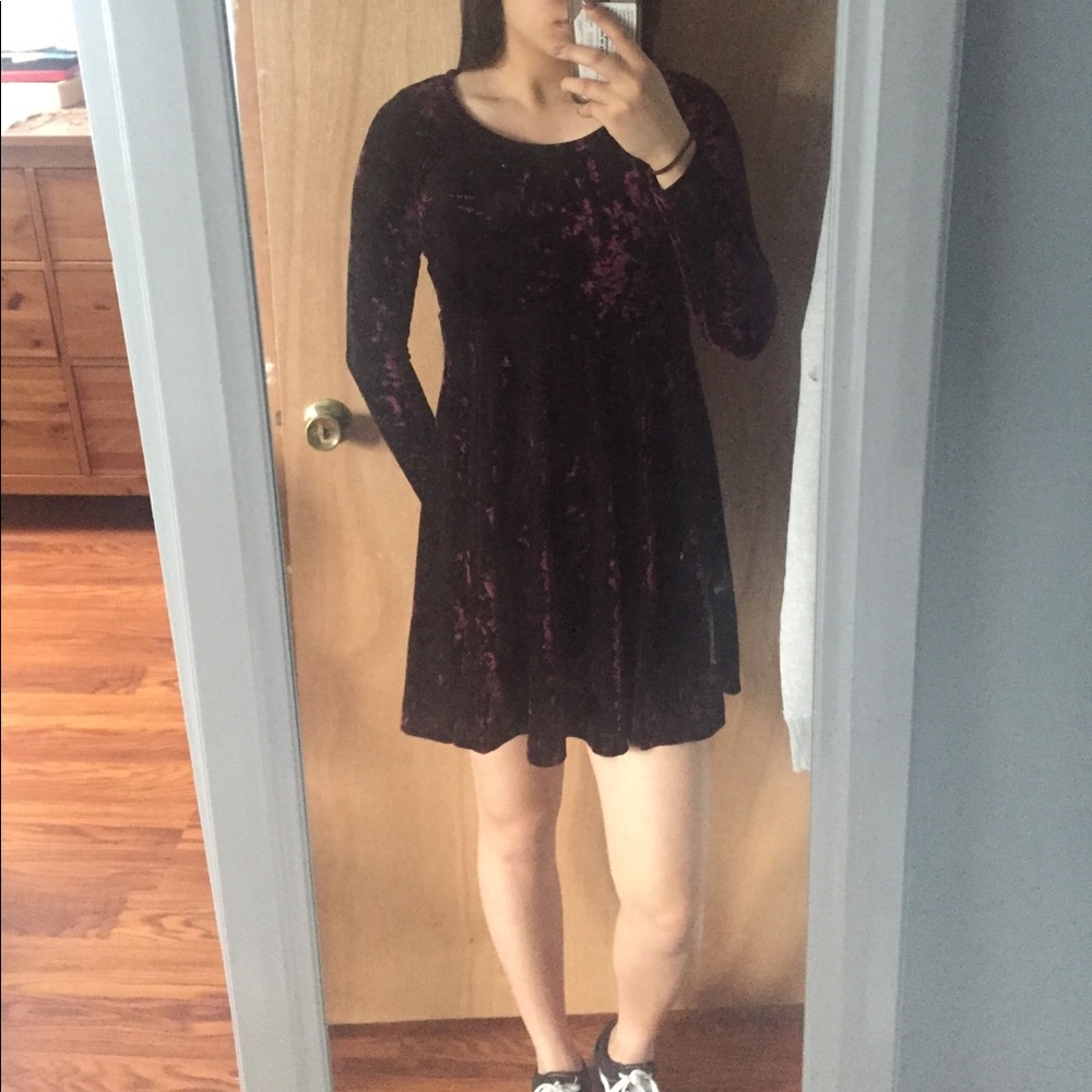 Maroon Crushed Velvet Dress