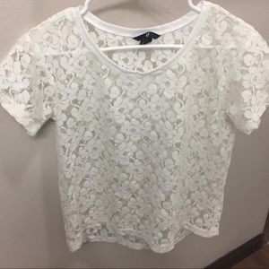H&M White Lace Top