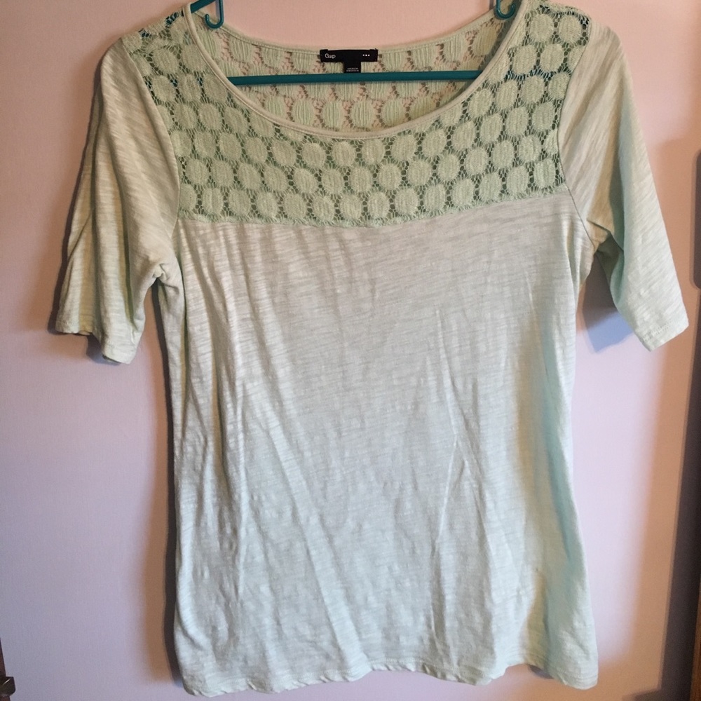 Mint Partial Lace Top