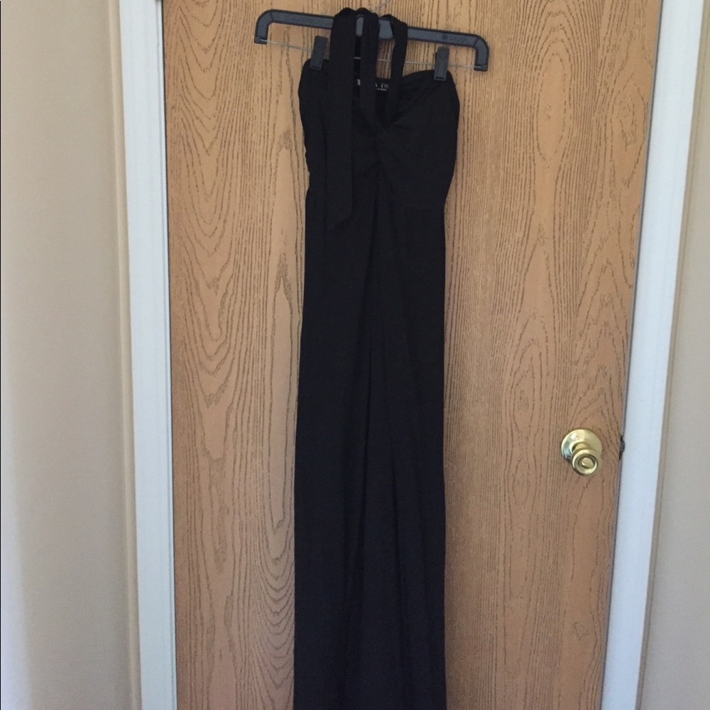 VS. black halter dress. Bra top style