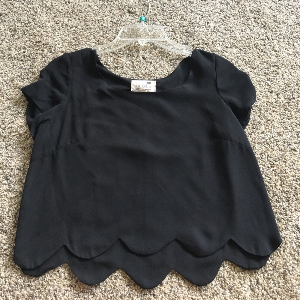 LA Hearts Black scalloped blouse