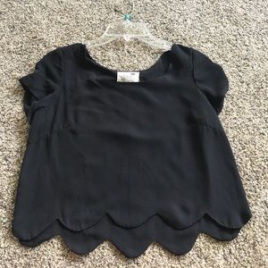 LA Hearts Black scalloped blouse