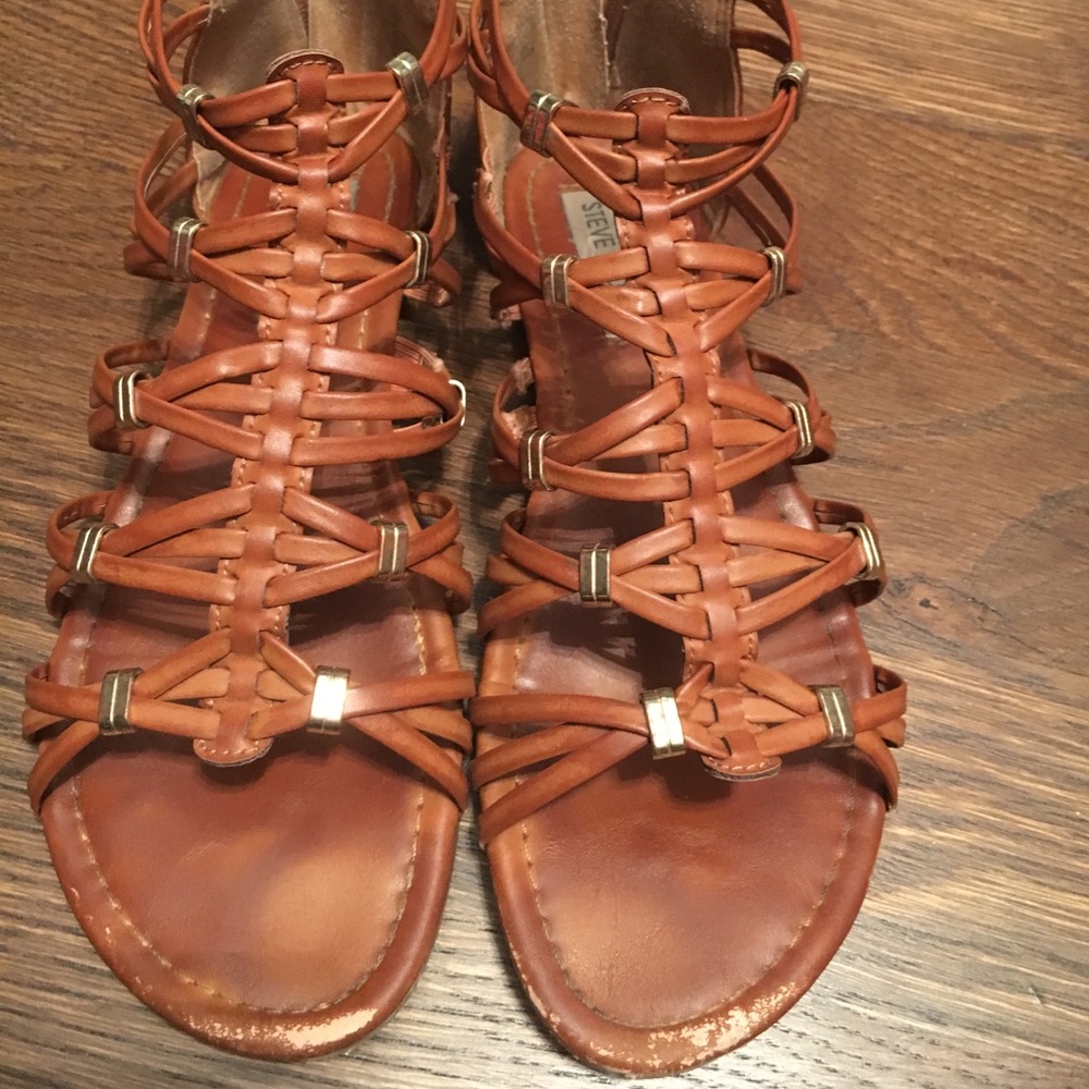 Steve Madden girls aviator brown leather sandal