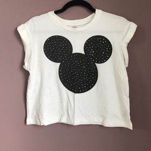 Rhinestoned Mickey Mouse Disney Crop Top