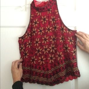 Beaded evening wear sleeveless top