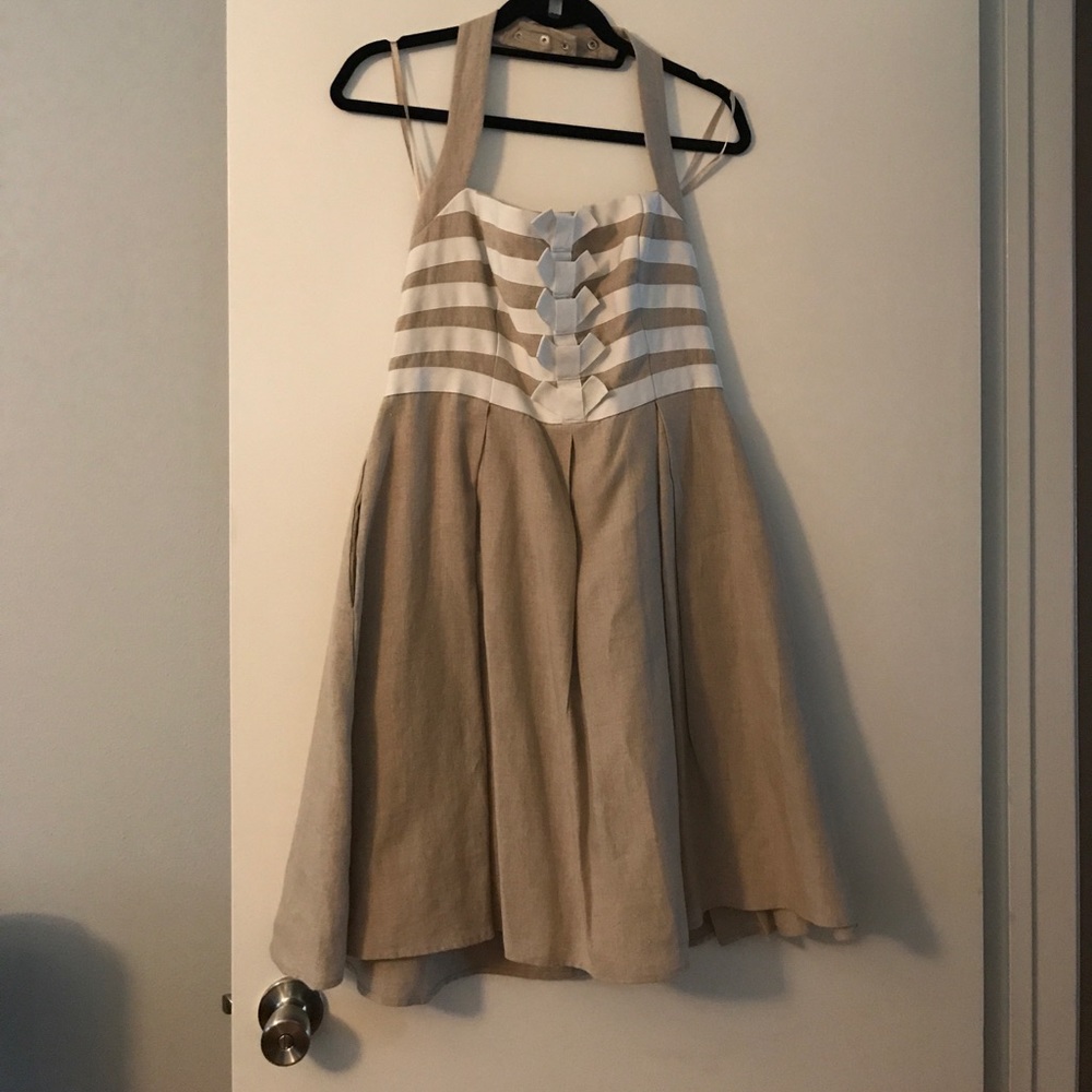 Jessica Simpson halter dress w/ grosgrain detail