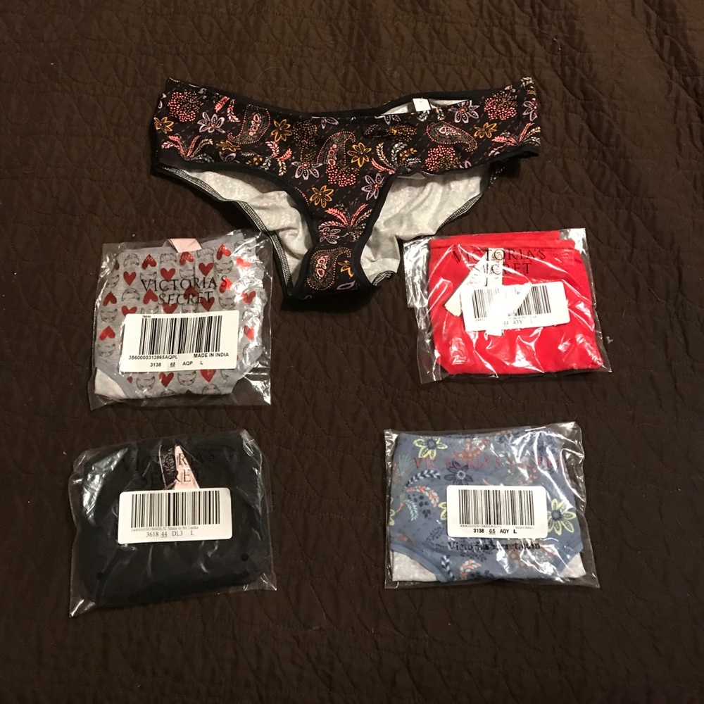 5 pairs VS hiphugger ruched panties