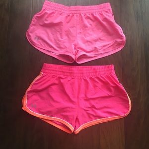 Under Armour running shorts.