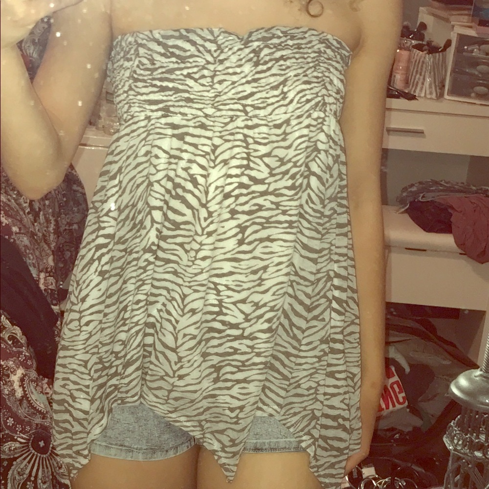 Zebra Summer Strapless Top
