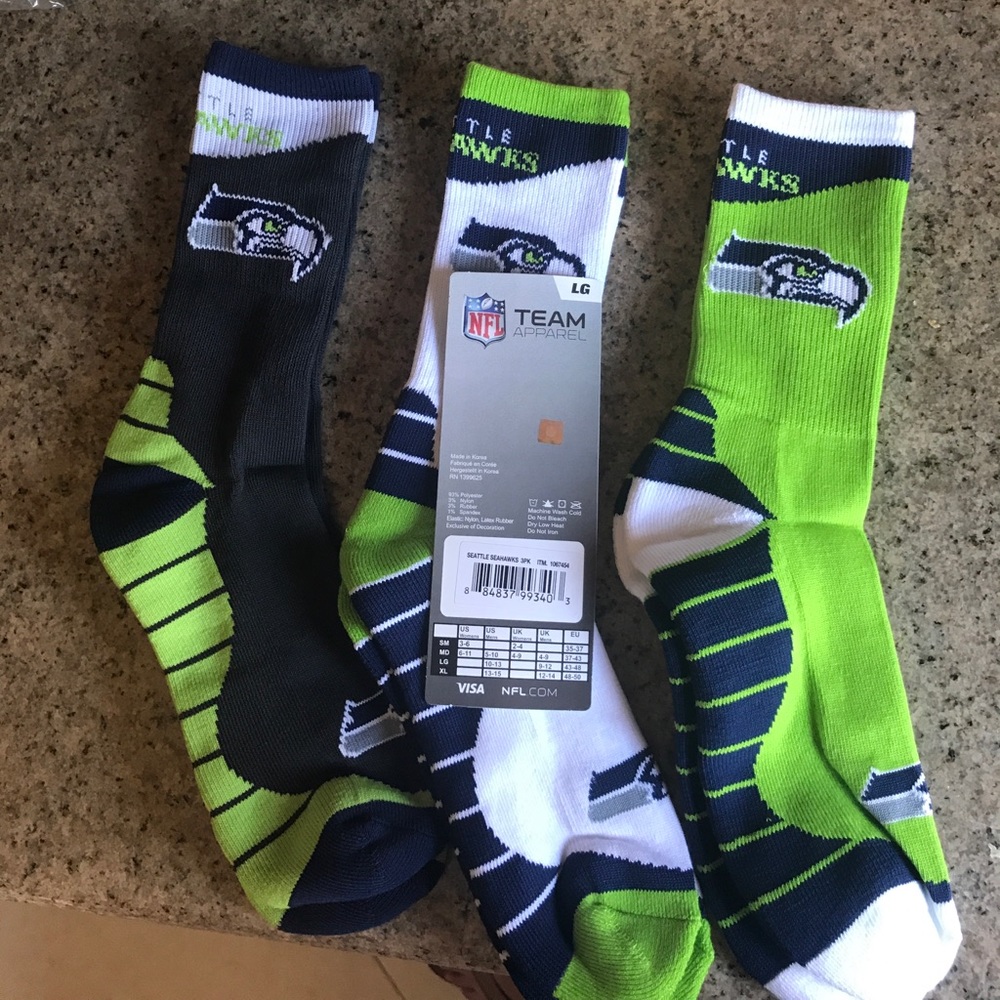 3 pairs of Seahawk socks