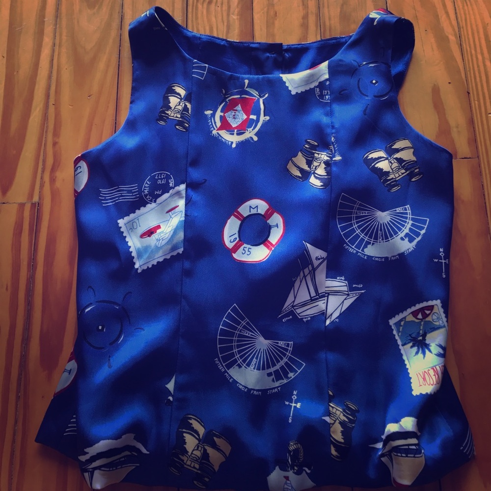 adorable nautical silk sleeveless shirt!