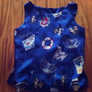 adorable nautical silk sleeveless shirt!