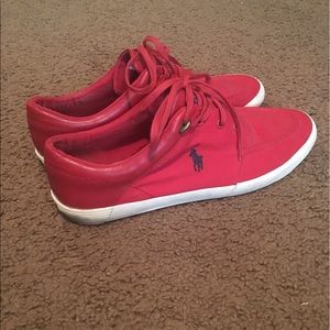Men's Polo Ralph Lauren Jerred Red Canvas Sneakers