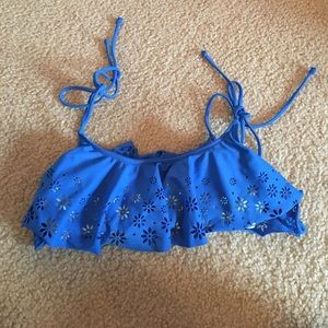 VS Pink Blue Flounce Bikini Top