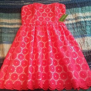 LILLY PULITZER PINK PINWHEEL ORGANZA PEYTON DRESS