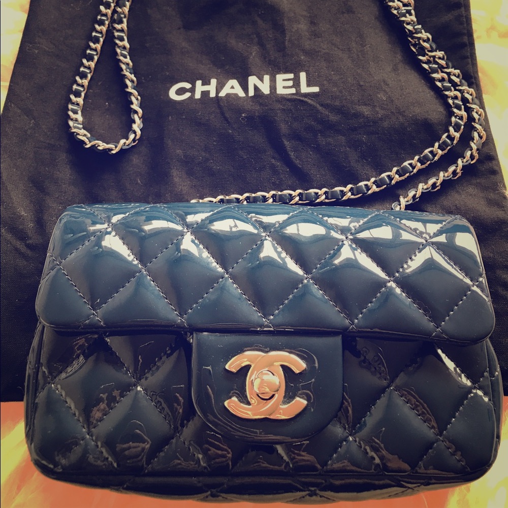 Authentic Chanel classic flap bag - mini