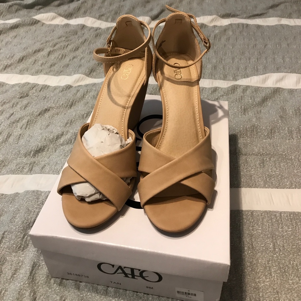 Cato Tan Wedge Sandals