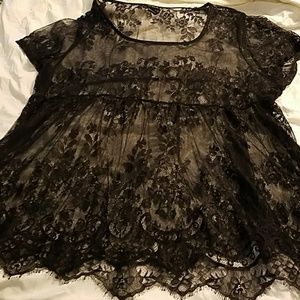 Size 4 Torrid Black Lace Shirt
