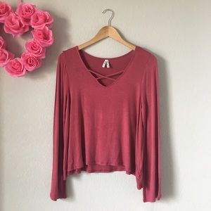 Cross Front Bell Sleeve Top