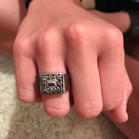 Size 6 // 2 Brown Leather Rings - Picture 2 of 2