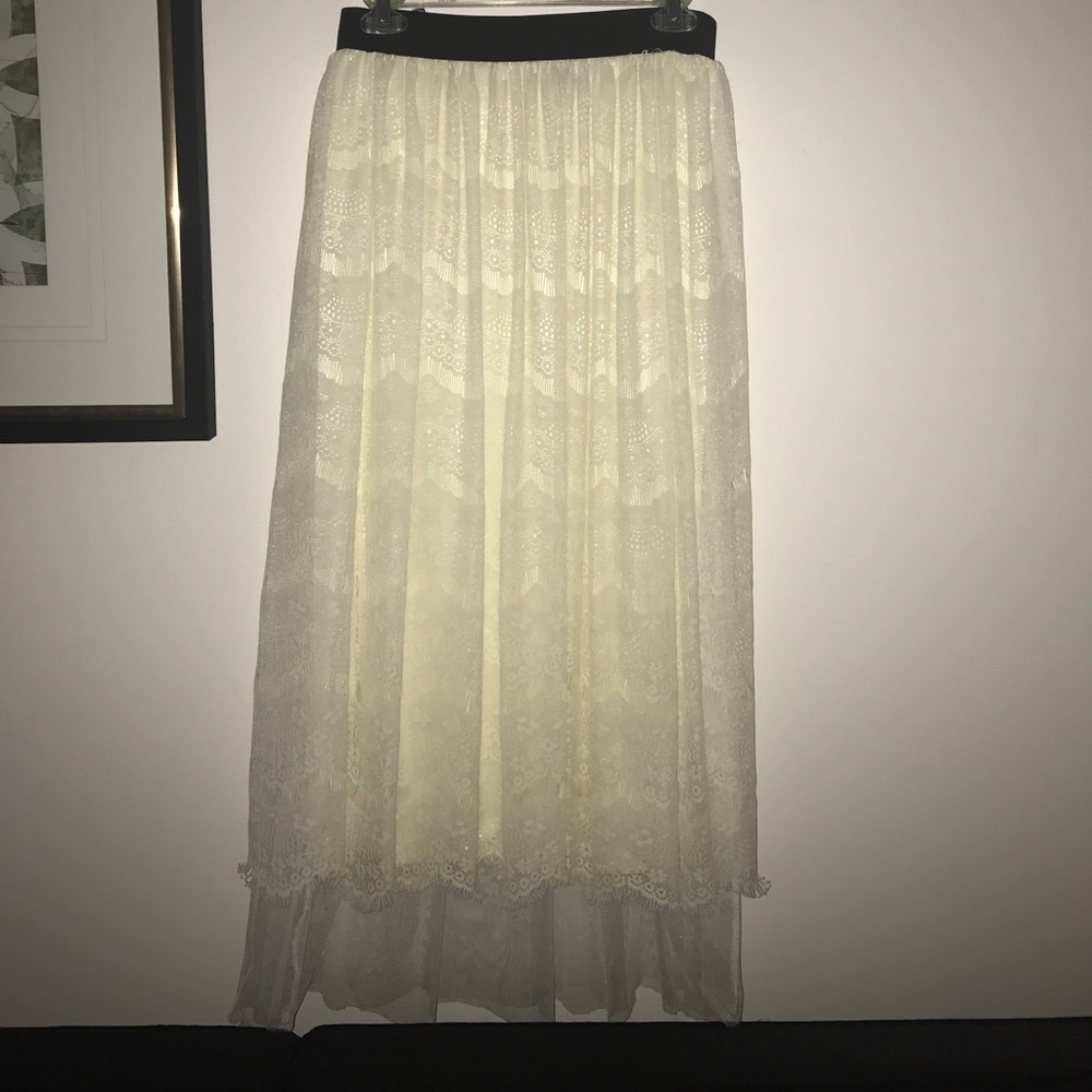 White/Cream Lace Maxi Skirt
