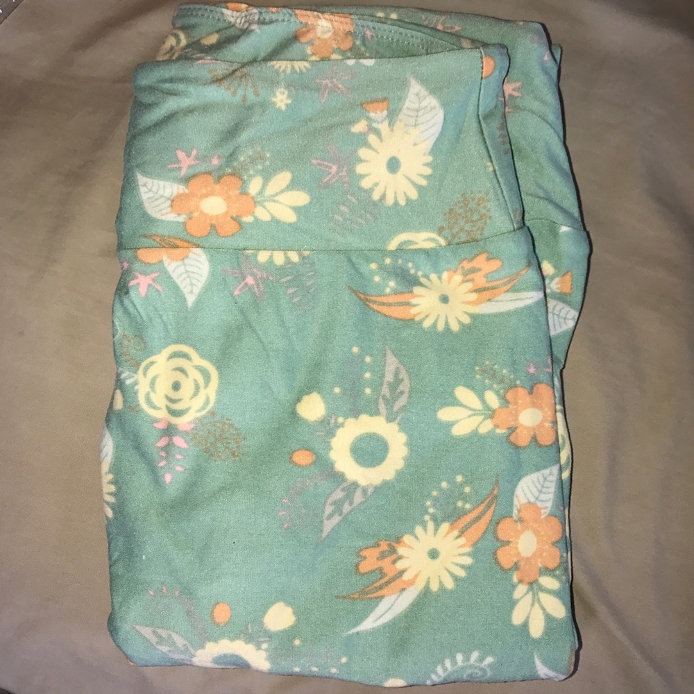 NEW OS Lularoe Leggings green floral