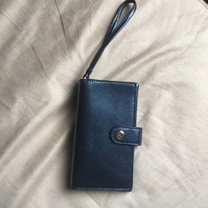 Coach Blue leather wristlet