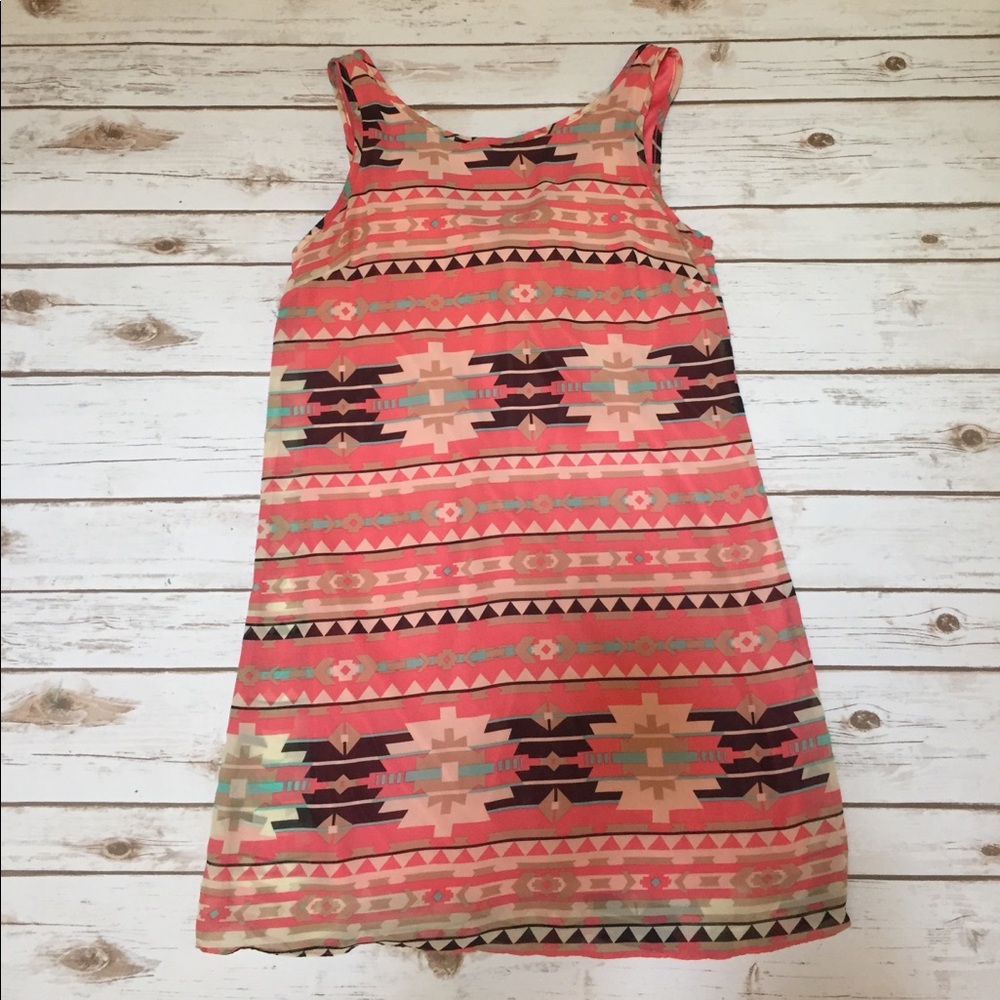 Aztec Shift Dress with Bow