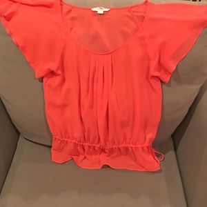 Sheer coral blouse